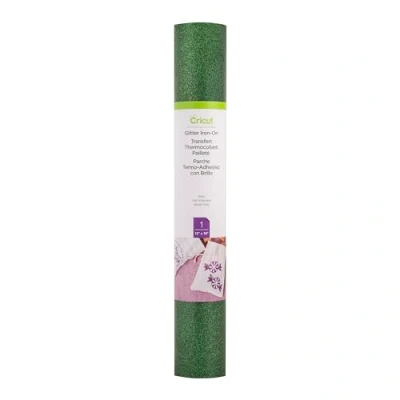 Image of Cricut Glitter Iron On Kelly 48cm (19&quot;) Heat Transfer Vinyl Roll (HTV) For use with all Cutting Machines