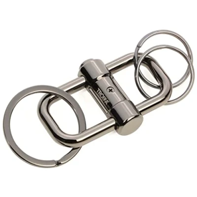 Image of Troika 2 Way KR22 09/GM Key Ring with Three Rings Two Sizes Cast Metal Silver, Gunmetal Grey, 3 Schlüsselringe, Keyring