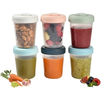 Image of BÉABA, Set of 6 storage Pots, Interlocking, Stackable Baby food container, 100 Percent Airtight, Freezable, Breast Milk, x 250 ml
