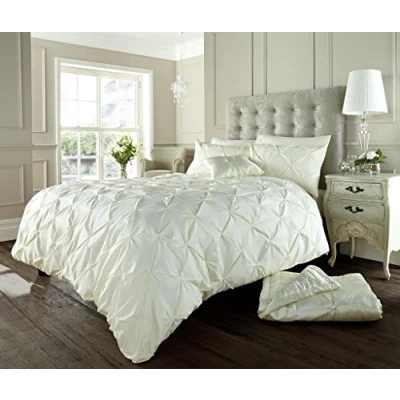 Image of La Ritzy Pintuck Duvet Cover and Pillowcases Set Poly cotton Bedding (Alford Cream, Super king)