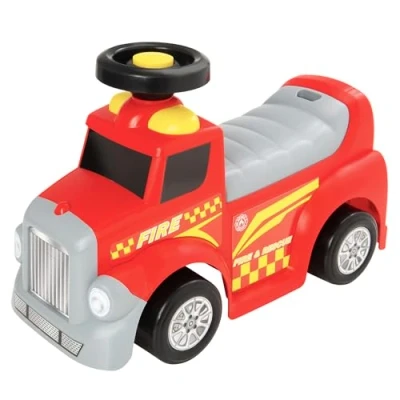 Image of EVO My First Ride On Push Car Toddler Walker Foot to Floor Slider Hidden Storage Space, Moveable Steering Wheel &amp; Squeaky Horn Pre School Nursery Walking Aid Ages 1+ (Fire Engine)