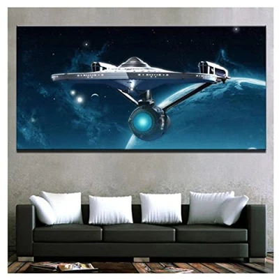 Image of 5D DIY Diamond Painting Kits Spaceship Full Drill Crystal Rhinestone Canvas Adults Cross Stitch Embroidery Mosaic Pictures Hand Crafts Wall Bedroom Home Decoration Round 30x60cm DA8066