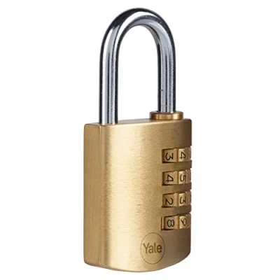 Image of Yale Y150B/40/130/1 Standard Security 40mm Brass Combination Padlock Open Steel Shackle 4 dial Lock