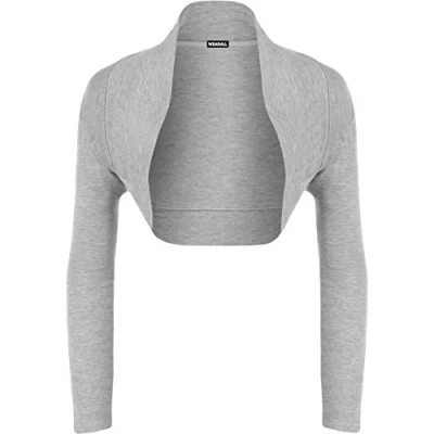 Image of WearAll Ladies Long Sleeve Shrug Womens Bolero Cardigan Top Grey 20 22