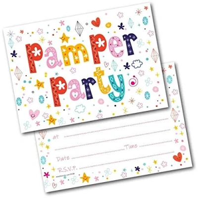 Image of doodlecards Birthday Party Invitations Pamper Pack of 20 Invites and Envelopes. Printed in UK, Premium Quality &amp; 100% Recyclable.