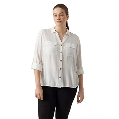 Image of VERO MODA Curve Women&#039;s VMBUMPY L/S Shirt New NOOS Blouse, Snow White, 26 Plus