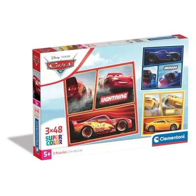 Image of Clementoni 25305 Supercolor Puzzle Disney Pixar Cars 3x48 Pieces (3 Puzzles Included), Jigsaw For Kids Age 5, Cartoon, Made In Italy
