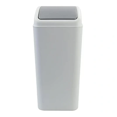 Image of Bringer 15 L Kitchen Trash Bin with Swing Lid, Plastic Top Can, Gray