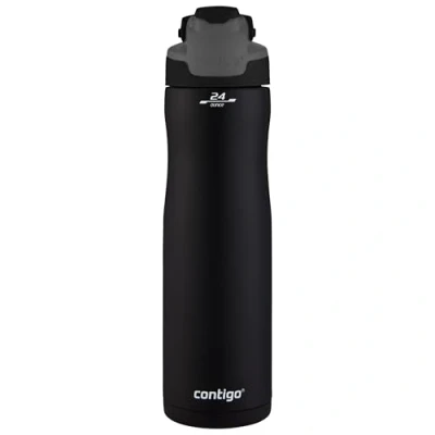 Image of Contigo Drinking bottle Autoseal Chill Matte Black, stainless steel water with technology, insulated keeps beverages cool for up to 28 hours, BPA free, 720 ml