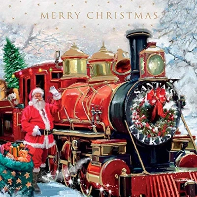 Image of Charity Christmas Cards Santa Train Gloss Finish Pack of 5