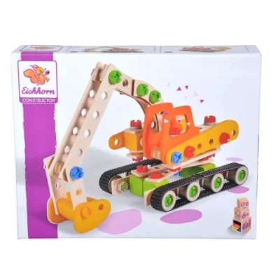 Image of Eichhorn Constructor Caterpillar Excavator, Versatile Wooden Play, 170 Components, for Children from 6 Years