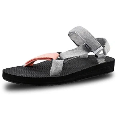 Image of riemot Women&#039;s Sports Trekking Hiking Sandals Flat, Pink, 4.5 UK