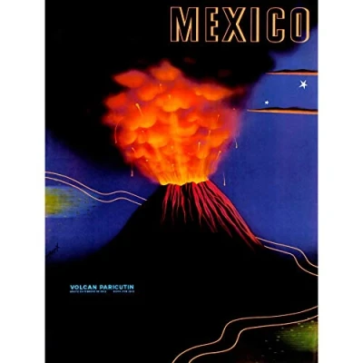 Image of Wee Blue Coo Vintage Travel Volcano Mexico New Fine Art Print Poster Picture 30X40 Cms Cc5483