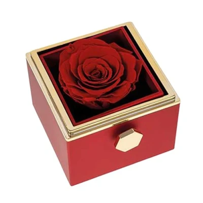Image of Easylife Magical Rose Gift Box, Engagement Ring Box with Disappearing Forever Rose, Real Preserved Romantic Gifts for Girlfriend or Wife (H8.2xD8xW8cm) Fully Guaranteed