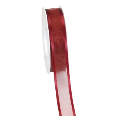 Image of C.E. Pattberg Präsent Marseille Wired Organza Ribbon Bordeaux 25 mm width, m length