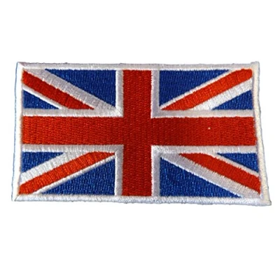 Image of Fat catz copy Union Jack Army England United Kingdom Patriotic Flag Iron Sew on Clothes Patch (White Border Patch)