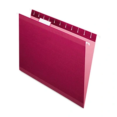 Image of Pendaflex Reinforced Hanging Folders, Letter Size, Burgundy, 1/5 Cut, 25/BX (4152 BUR)