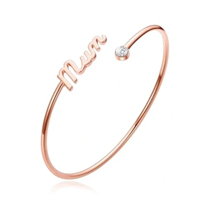 Image of Philip Jones Rose Gold Plated Mum Cuff Bangle Created with Zircondia® Crystals