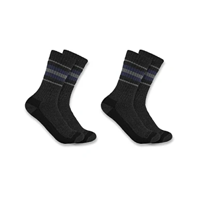 Image of Carhartt Women&#039;s Heavyweight Synthetic Wool Blend Crew Sock 2 Pack, Black, M (Pack of 2)