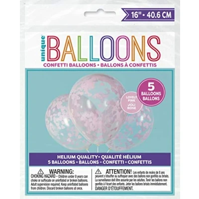 Image of Clear Latex Balloons with Gorgeous Pink Heart Confetti (40cm) Dazzling Party Decorations for Romance, Love Celebration, Anniversaries &amp; More 5ct
