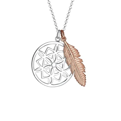 Image of Elli Women 925 Sterling Silver Plated Xilion Cut Necklaces with Pendant, 45 cm