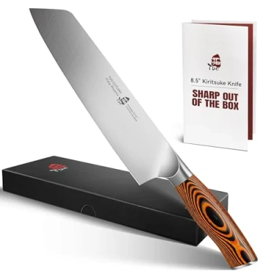 Image of TUO Kiritsuke Knife Chef Japanese 8.5 inches Vegetable Cleaver German High Carbon Stainless Steel Kitchen with Ergonomic Pakkawood Handle Fiery Phoenix Series