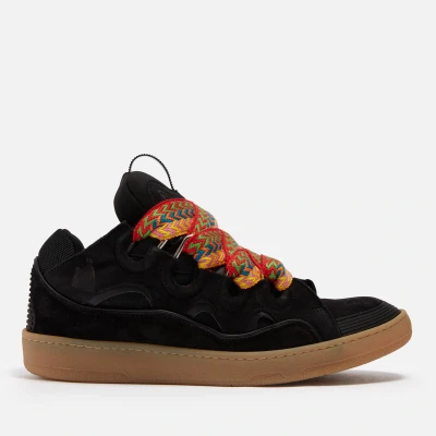Image of Lanvin Men&#039;s Curb Leather, Suede and Mesh Trainers UK 8