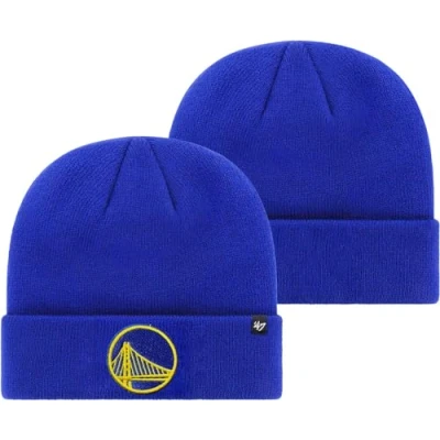 Image of 47 NBA Unisex Adult Primary Logo Cuffed Knit Team Color Beanie Hat Cold Weather Hat, One Size, Golden State Warriors Blue, size