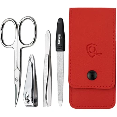 Image of marQus manicure set for women and men 4 Piece pedicure kit, incl. sharp nail scissors, tweezers, clippers &amp; sapphire file from Solingen Perfect travelling,