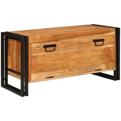 Image of vidaXL Shoe Cabinet with Shelf Brown 90 x 38 45 cm Solid acacia wood