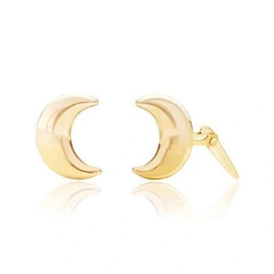 Image of 9ct yellow gold crescent moon shaped Andralok stud earrings/Gift box