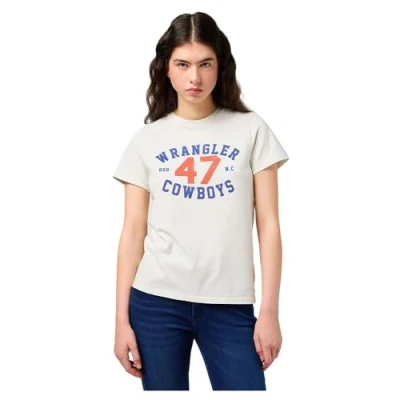 Image of Wrangler Women&#039;s Regular tee T Shirt, Vintage White, XL