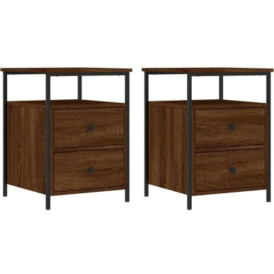 Image of vidaXL Bedside Cabinets 2 pcs Brown Oak 44x45x60 cm Engineered Wood
