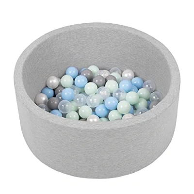 Image of Selonis Soft Ball Pit Pool 70X30cm/150 Balls Round For Baby Toddler Foam, Light Grey:Pearl/Grey/Transparent/Babyblue/Mint