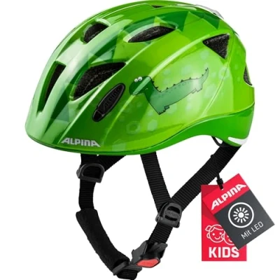 Image of ALPINA Unisex Children, XIMO FLASH cycling helmet, green dino, 45 49 cm