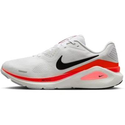 Image of Nike Performance Structure 26 Road running shoes, Men&#039;s, Size: 8.5, White/black/bright crimson/photon dust/wolf grey shoes