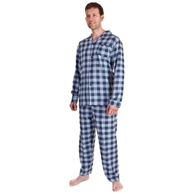 Image of Undercover Haigman Brushed Cotton Pyjamas 7493(C) Navy/Blue/White Check 2XL