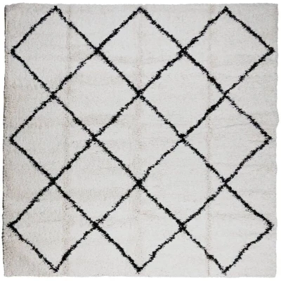 Image of vidaXL Shaggy Rug PAMPLONA High Pile Modern Cream and Black 160x160 cm