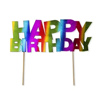 Image of Anniversary House Rainbow Happy Birthday Cake Topper Foil