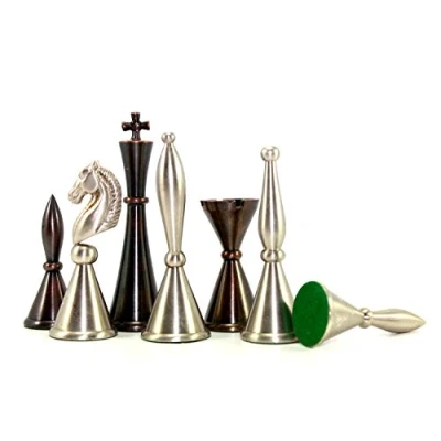 Image of StonKraft Brass Chess Pieces Chessmen Coins Pawns (4&quot; French)