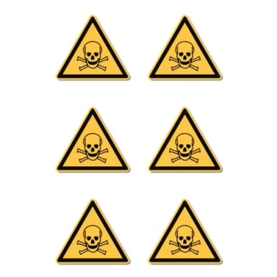 Image of Warning against toxic substances: W016 DIN EN ISO 7010 / ASR A1.3 Stickers: diameter 5 cm, pack of 6