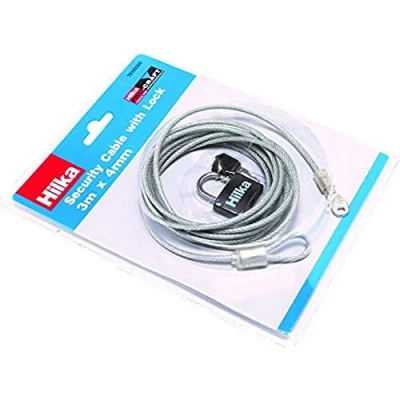 Image of Hilka 70103300 3m x 4mm Security Cable with Lock Silver