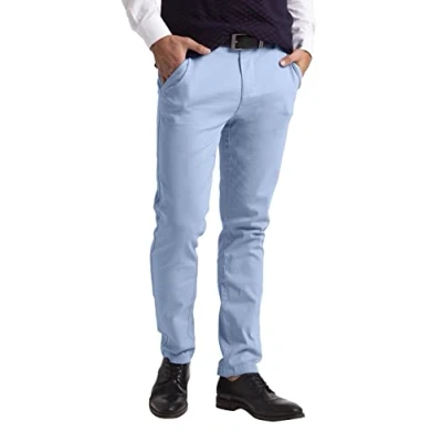 Image of westAce Mens Chino Trousers Slim Fit Stretch Twill Casual Pants (38W / 30L, Sky Blue)