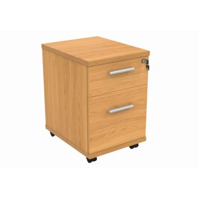 Image of Office Hippo Essentials Heavy Duty Storage Unit, Mobile File Cabinet Featuring 2 Lockable Drawers, Suitable For Commercial Office, Home And Classroom, Norwegian Beech, 50D x 40.4W 59.5Hcm
