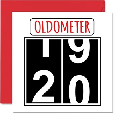 Image of Fun 20th Birthday Cards for Men Woman Oldometer Happy Card Son Daughter Brother Sister Grandson Granddaughter Niece Nephew Uncle, 145mm x Greeting Cards,