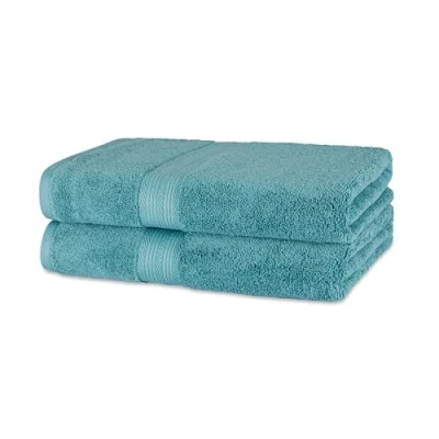 Image of Amazon Basics Fade Resistant Organic Cotton Bath Towel, 2 Pack, 76 x 137 cm, Teal