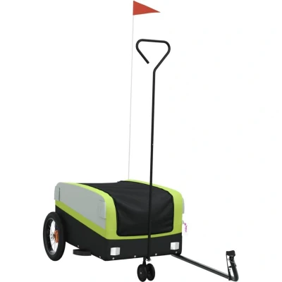 Image of vidaXL Bike Trailer Black and Green 30 kg Iron