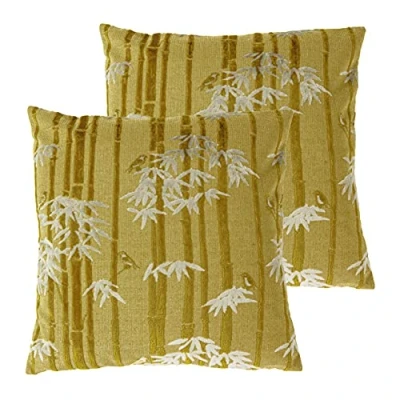 Image of Paoletti Anji Twin Pack Polyester Filled Cushions, Gold, 50 x 50cm