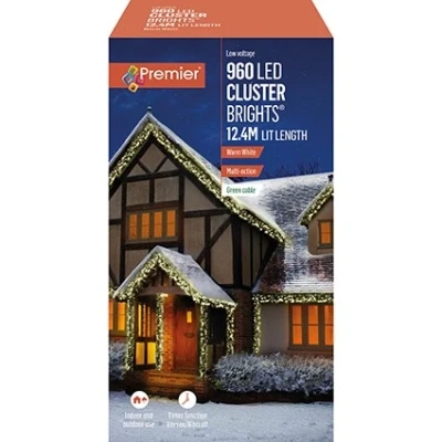 Image of Premier Decorations 960 LED Multi Action Cluster Brights, Warm White