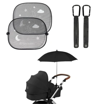 Image of Ickle Bubba Summer Accessory Bundle (Includes Pram Clips, Sunshades and Parasol) Black